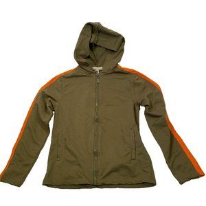 Buzz Cuts Boys Small (8) Zippered Hoodie Sweatshirt Green/Orange Long Sleeve